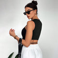 women's clothing, spring/summer  new arrivals: minimalist and sexy tank top with an asymmetrical, high-low hem