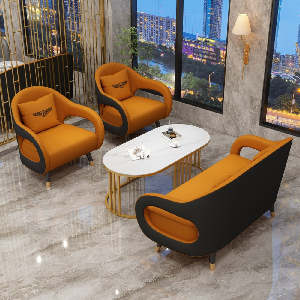 Italian minimalist curved office sofa set - modern, simple business reception, negotiation table and chairs for sales centers