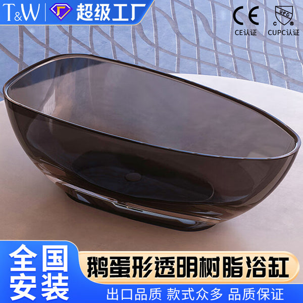 Traville goose egg bathtub freestanding colored transparent resin Internet celebrity hotel bed and breakfast crystal glass bath