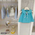 【dropshipping】 dopamine sweet set - new original summer girls' blue peter pan collar tank top & colorful skirt
