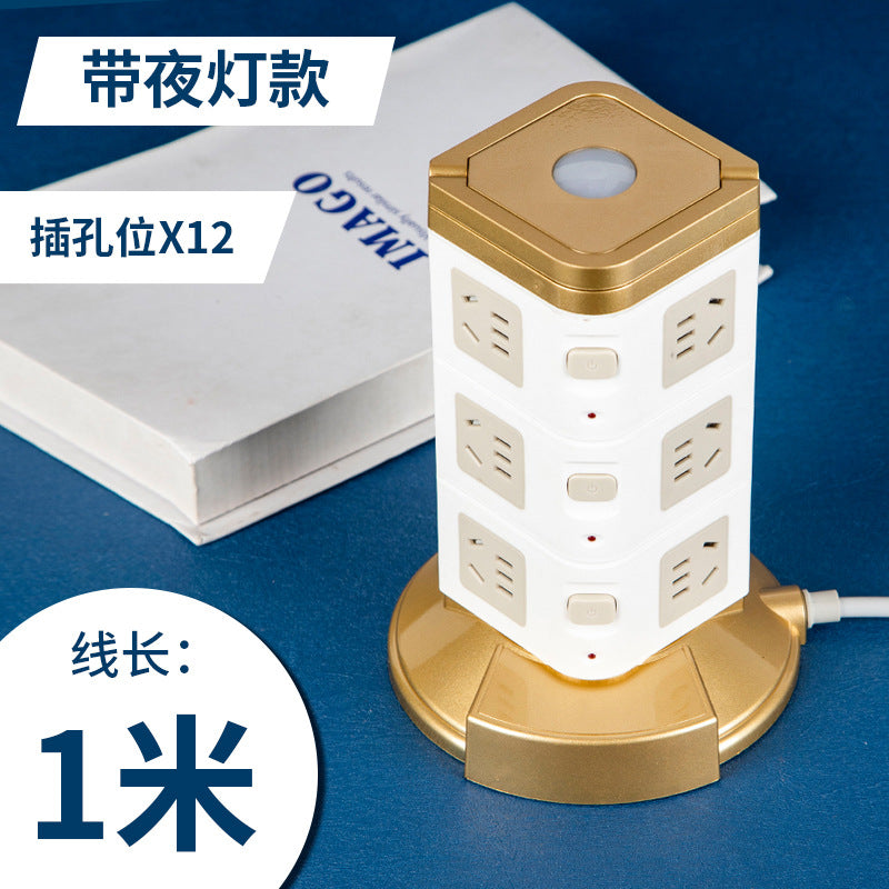 Multifunctional smart socket long line night light plug strip multi-hole plug-in board usb plug-in tower office vertical plug-in