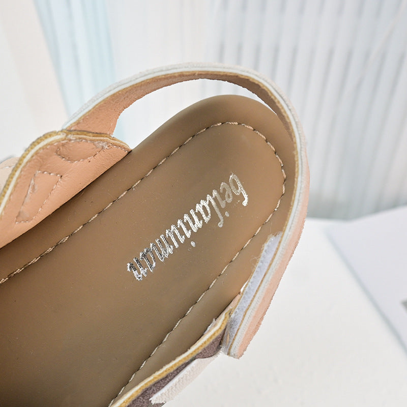 Vancahao girls' bow princess shoes,  spring/summer new korean style children's softwood toe sandals, birkenstock-style shoes