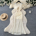 Lightly mature elegance style red short-sleeved dress female summer k-style pleated a-line long skirt work clothingslimming lookelegant skirt