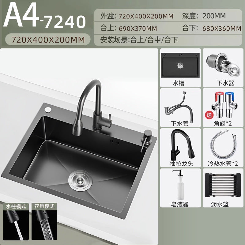 Nojo sink large single slot double slot modified single slot thickened sus304 stainless steel kitchen sink on the table middle and lower