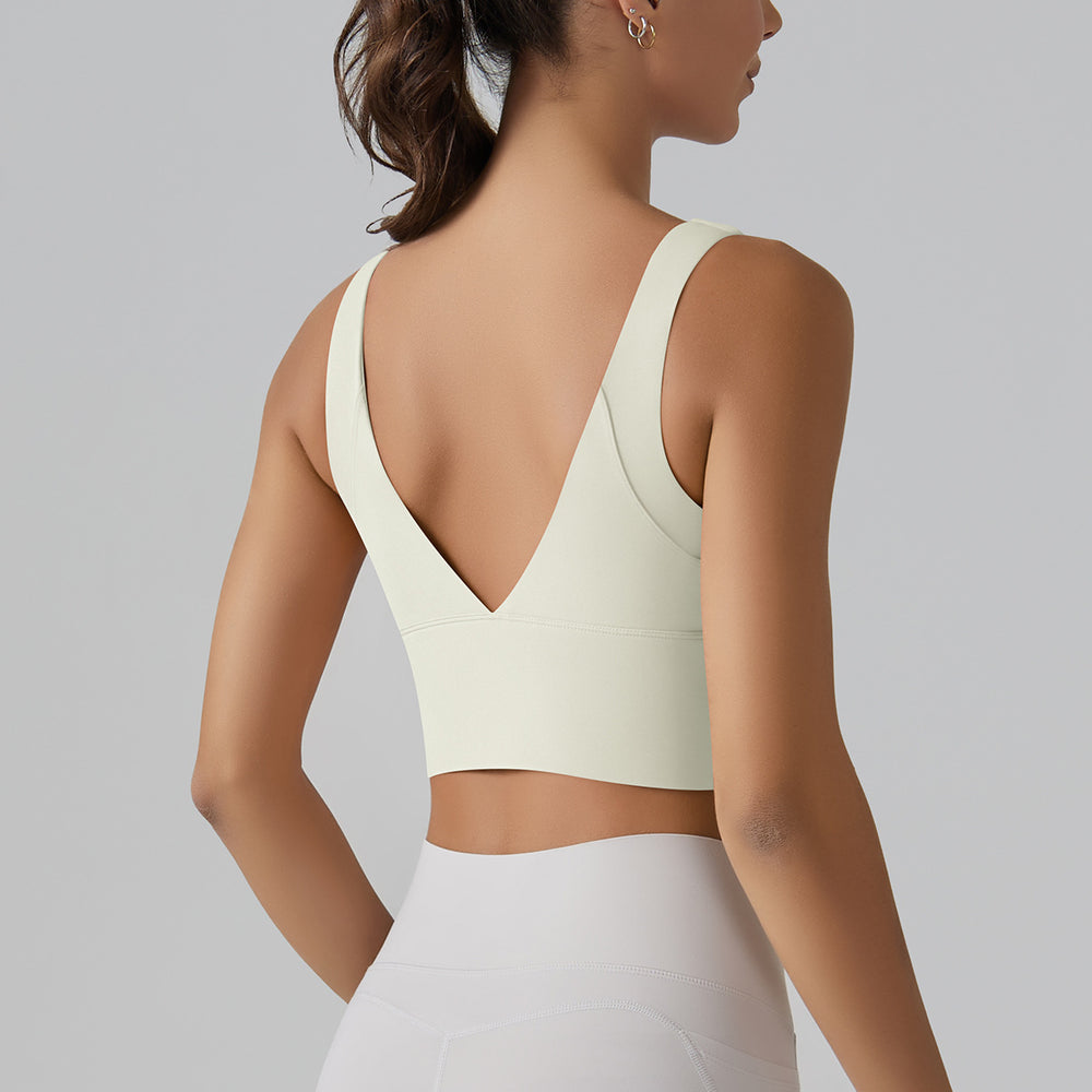 fashion v-shaped beautiful back cloud-sensing one-piece cup sports intimates tight high-elastic running fitness yoga wear bra
