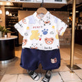 Boys' summer outfit set  new kids' summer style: trendy, edgy, and street-style short-sleeve and shorts two-piece set