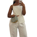 European and american cross-border women's fashion:  summer new collection - stylish white camisole top and wide-leg pants casual set