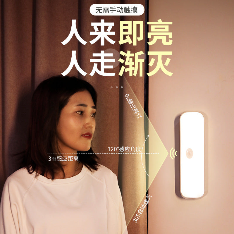 Motion sensor night light - smart rechargeable bedside lamp for home, elderly, bathroom, toilet, hallway, and nighttime use
