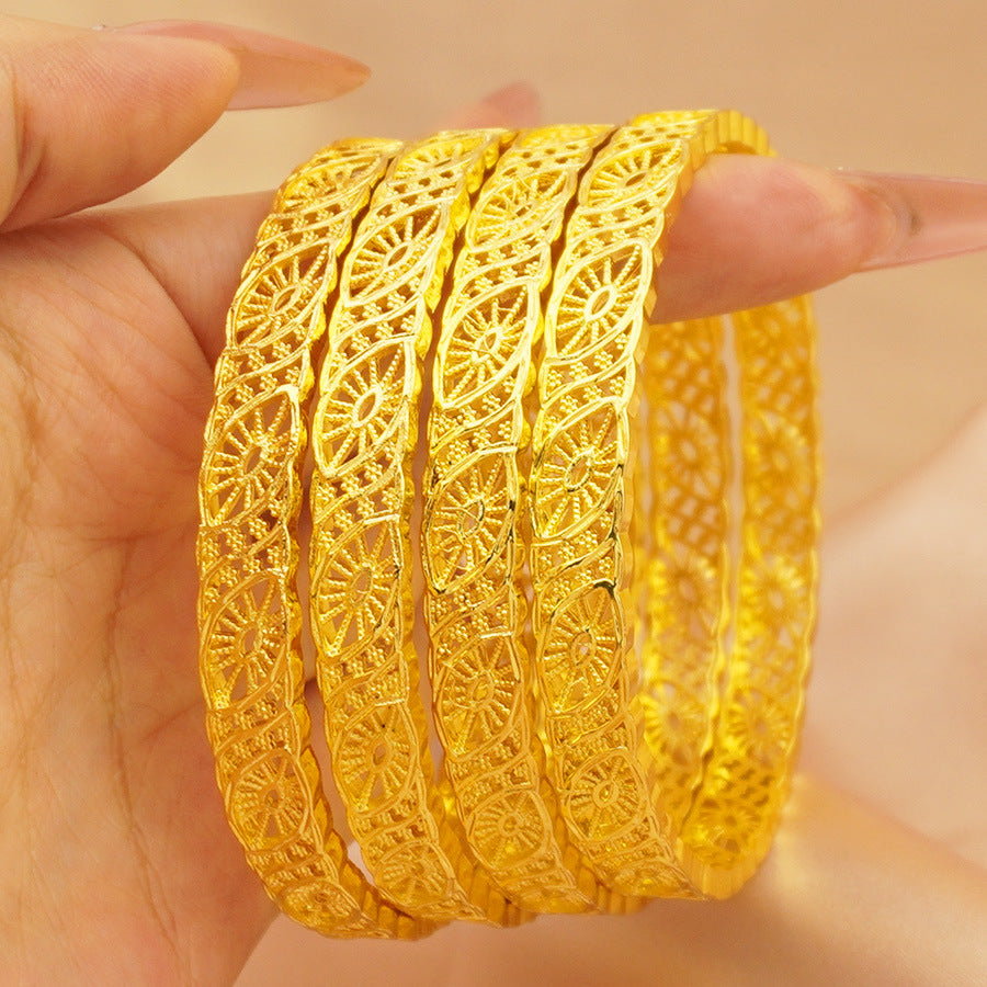 Wholesale 24k gold plated bangle bracelet - middle eastern dubai wedding nigerian women's bridal gold sand bangle jewelry wholesale