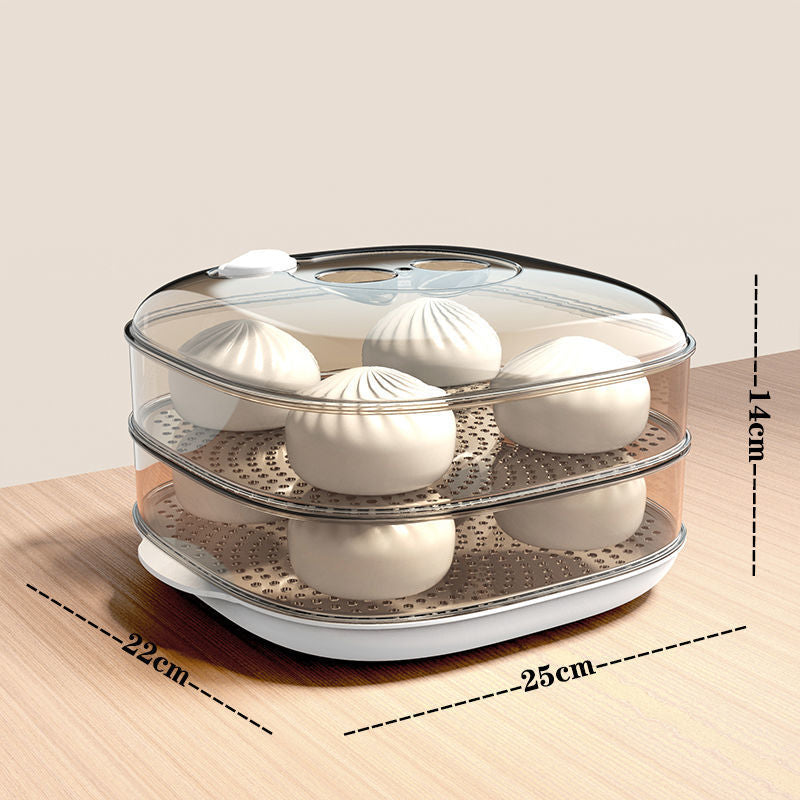 Microwave-safe steaming container - food-grade transparent steamer for hot steamed buns, multi-purpose hot dish keeper with lid for home use