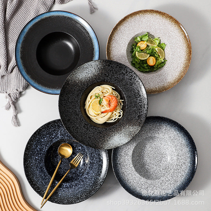 Japanese-style ceramic straw hat plate - hotel & restaurant pasta plate, large soup plate, home dinner plate, display plate - wholesale