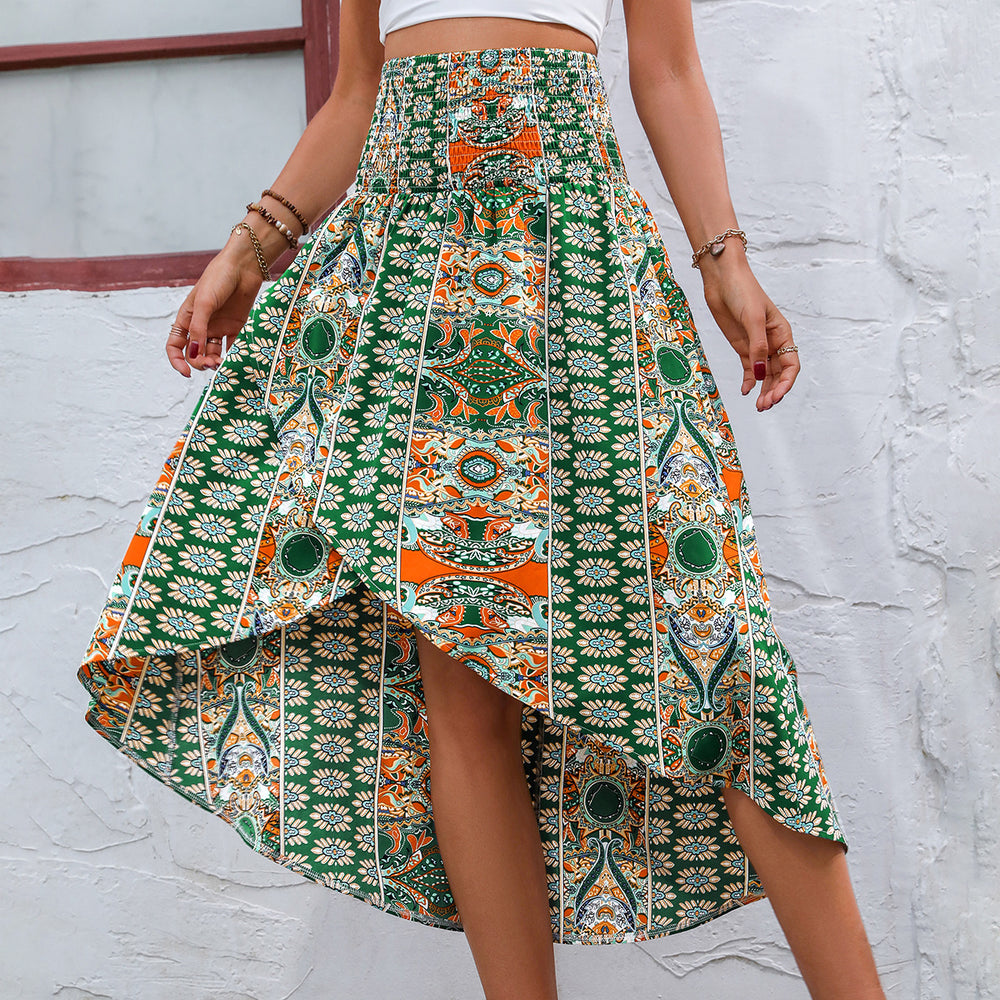 Pre-sale 92127#  cross-border women's light and elegant retro floral irregular skirt for women