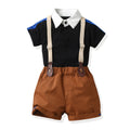 European and american new boys' summer two-piece set: boys' summer outfit, cotton patchwork polo shirt, t-shirt for mid-to-large children