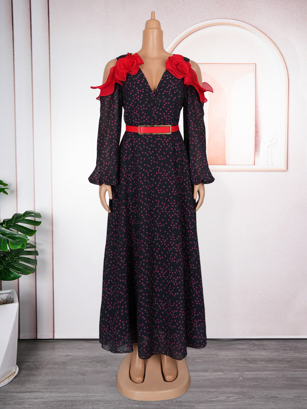 european and american  cross-border e-commerce new hepburn retro french style women's plus size polka dot dress