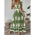 cross-border european and american style beach dress - vacation-inspired printed maxi dress - tiktok/ trend