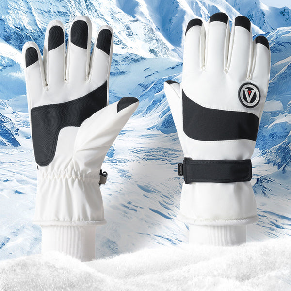 Ski gloves men's winter warm fleece women's windproof and waterproof sports touch screen warm cycling gloves
