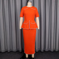 New round neck commute dress - ruffle trim knit chain detail bodycon dress