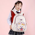 Elementary school backpack - cute cartoon rabbit design, multiple pockets, easy to clean, shape-retaining, dopamine color scheme, water-resistant backpack