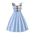hot-selling children's clothing 26 spring and summer new arrivalfashionretrostripes suspender backless waist large swing girldress