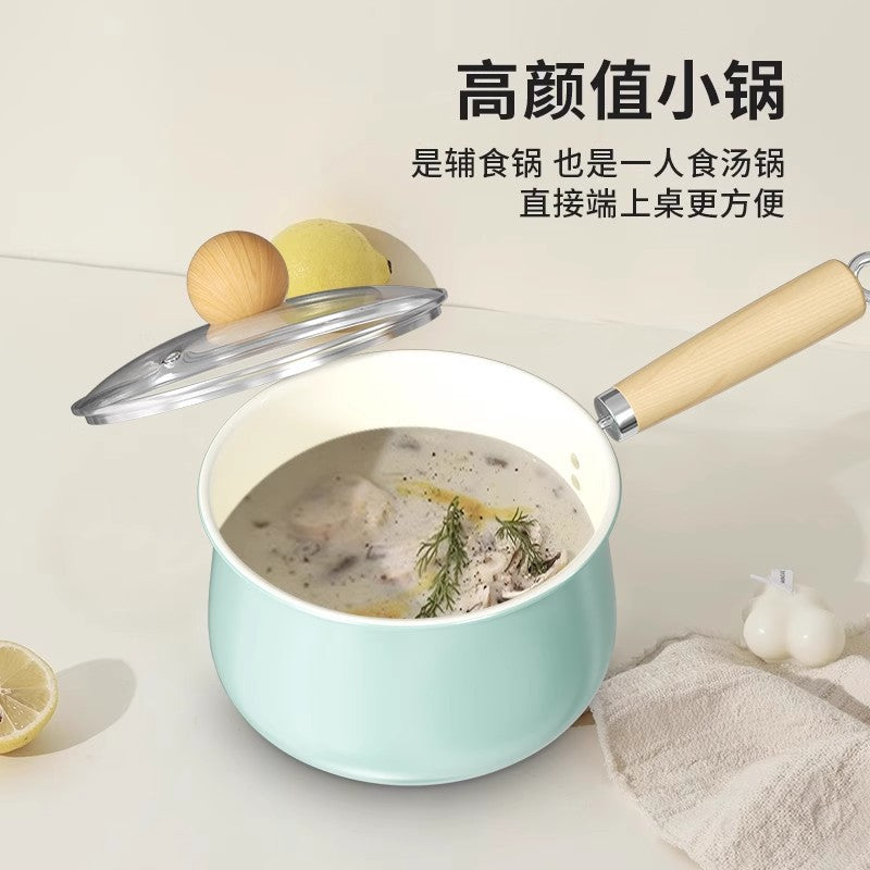 Ceramic saucepan - non-stick, perfect for baby food, instant noodles, and warming milk. suitable for gas and induction cooktops