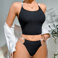 Export hot bra suit women's body shaping push-up plaid breathable thin strap half hip pure black sexy suspenders