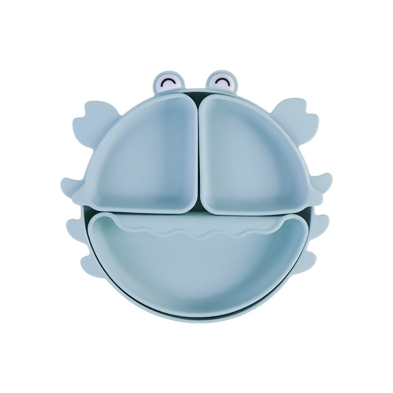 Food grade silicone children's plate baby complementary food bowl cartoon crab grid plate baby independent eating tableware