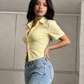 Amazon  summer new striped shirt for women - niche, versatile, casual, slim-fit, and flattering short-sleeve top