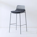 Nordic designer outdoor bar stool - minimalist island chair with plastic & iron backrest - high bar stool for cafes & restaurants