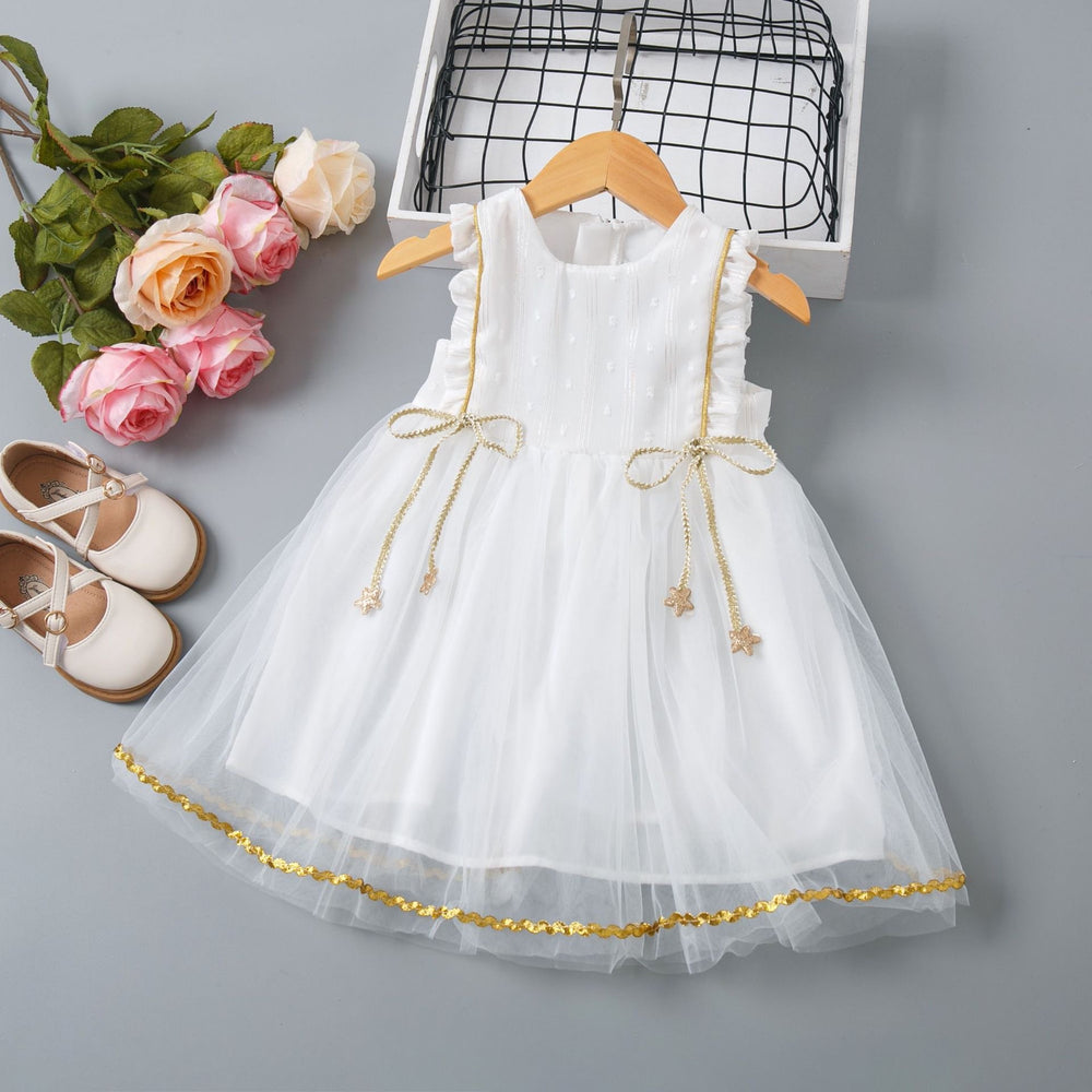 Girls' dress  summer new arrivals: sweet floral print princess dress for toddlers and young children with mesh overlay