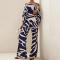 cross-border e-commerce european and american women's clothing: new summer collection - printed off-the-shoulder loose batwing sleeve wide-leg pants set