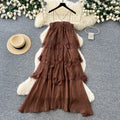 French chic sleeveless lace cami dress - summer sweetheart open back tiered maxi dress - slimming vacation style