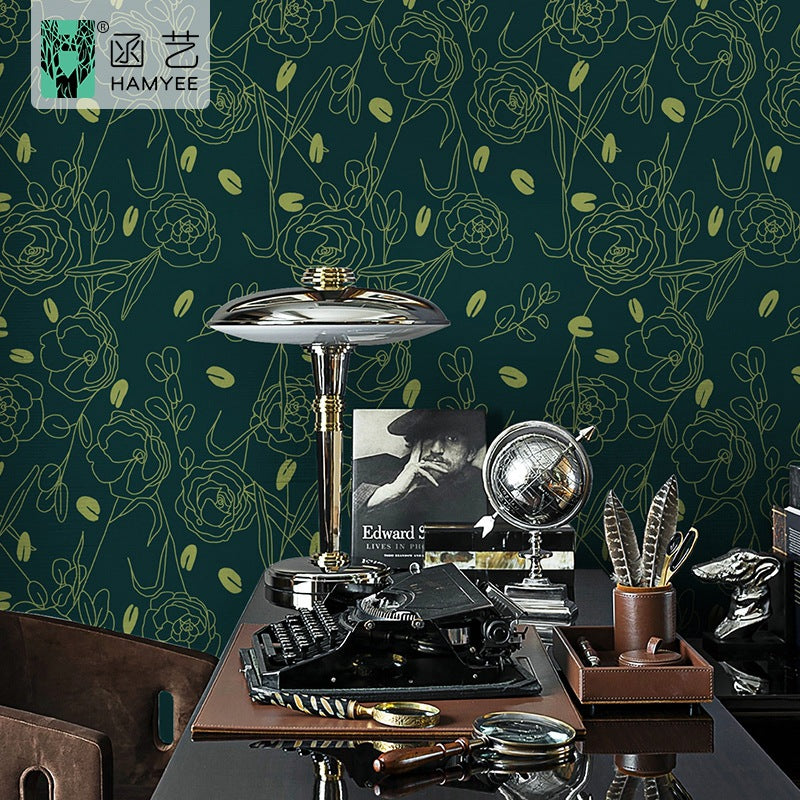Cross-border sketch flower wallpaper thickened waterproof PVC wallpaper self-adhesive background wall decoration personalized wall sticker cloth with glue