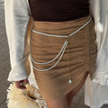Fashion cross-border multi-layered imitation pearl waist chain niche stylesense of designeasiest for match tassel waist chain pants chain for women