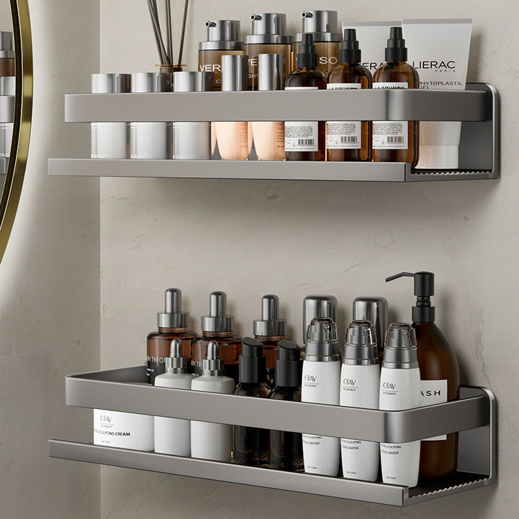Removable and washable space aluminum bathroom rack Wall-mounted non-punching bathroom cosmetic storage rack Factory direct sales