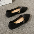 plus sizeflats pointed toe flats cloth surface metal chain shallow breath elegant small fragrant flatsflats wholesale