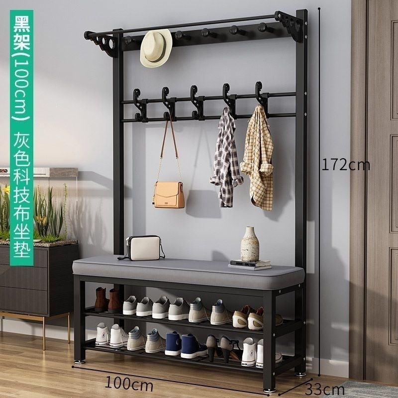 Simple shoe changing stool entrance door for home coat rack floor-standing entrance storage rack all-in-one foyer multifunctional coat rack