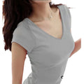 export  short-sleeved k-style cotton pure color bottom shirt v neck t-shirt women's clothing