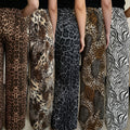 C7768 cross-border  new women's rhinestone drawstring wide-leg pants, vintage animal print casual trousers