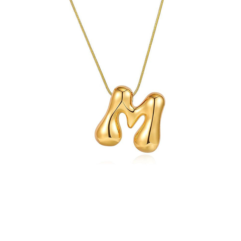 Amazon bestseller: premium bubble 26-letter gold pearlized necklace pendant - stylish women's accessory