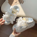 Cute bowknot chunky sole bread loafers - women's 2026 autumn lightweight ins style student versatile two-way trendy sneakers