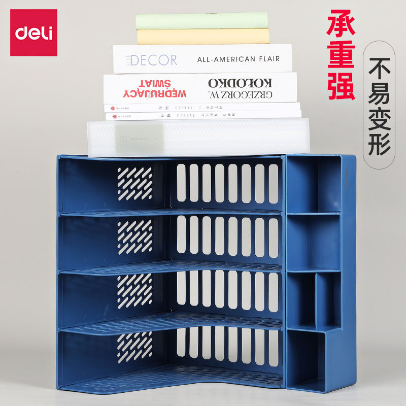 Deli file frame data rack thickened plastic storage box vertical file rack file basket wholesale