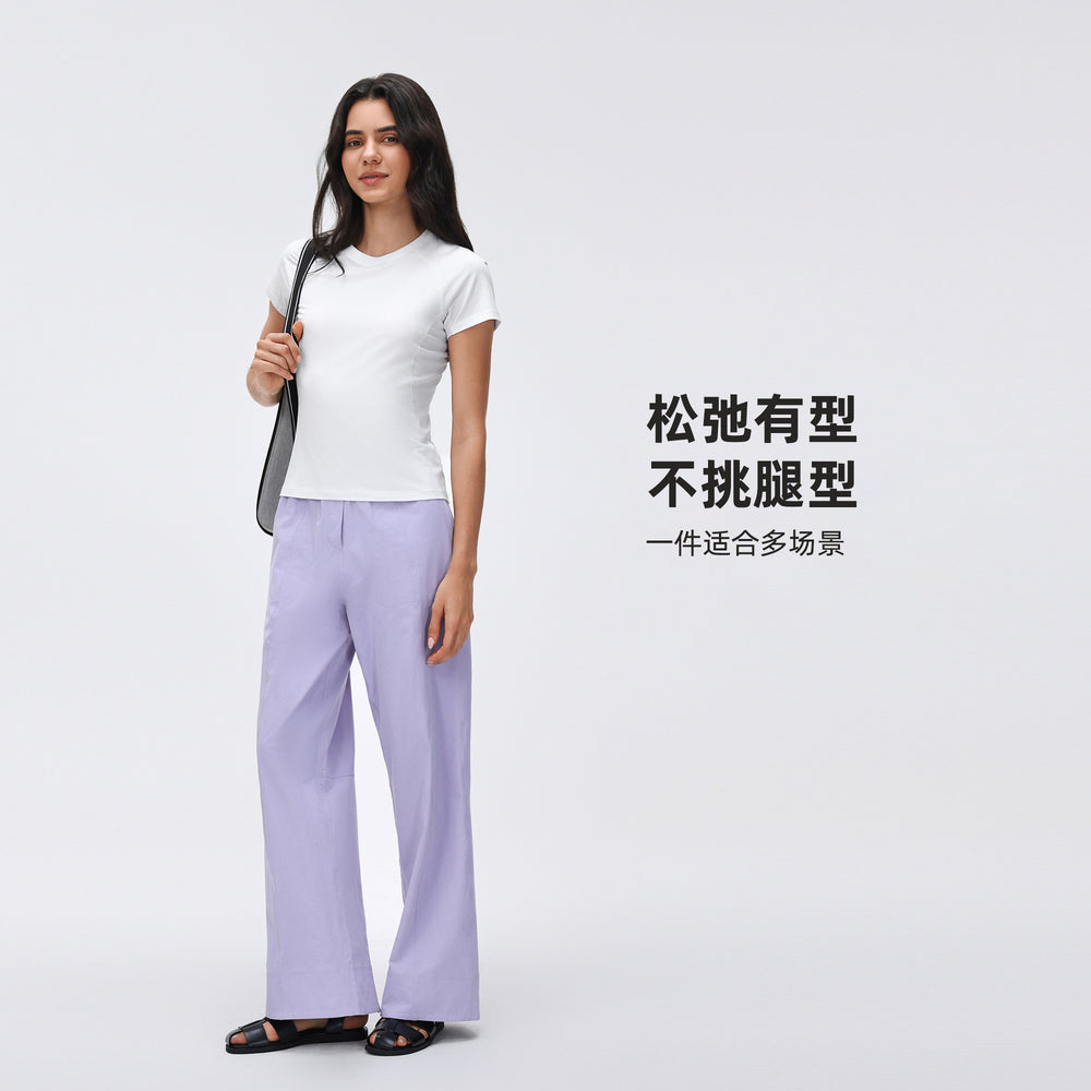 Outdoor water-resistant activewear lounge pants for women - elastic waistband, loose fit, quick-drying, breathable, straight-leg gym pants d26015