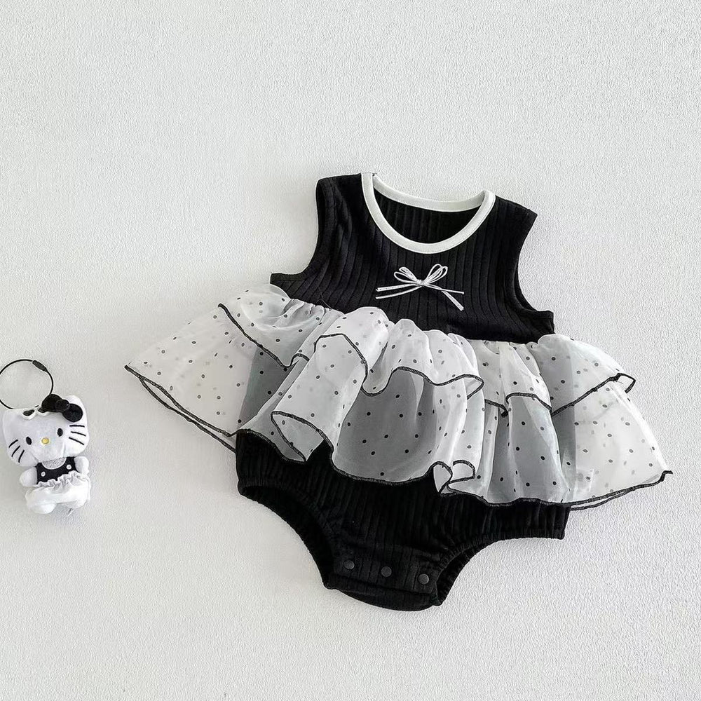 Summerk-style bag butt skirt for girls, k-style flower bud vest skirt for baby girls, summer puffy skirt, western style little black dress