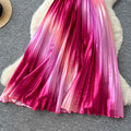Vacation-style dress for women,  summer collection: designer cutout, cropped cami, high-waisted, slimming, ombre maxi dress