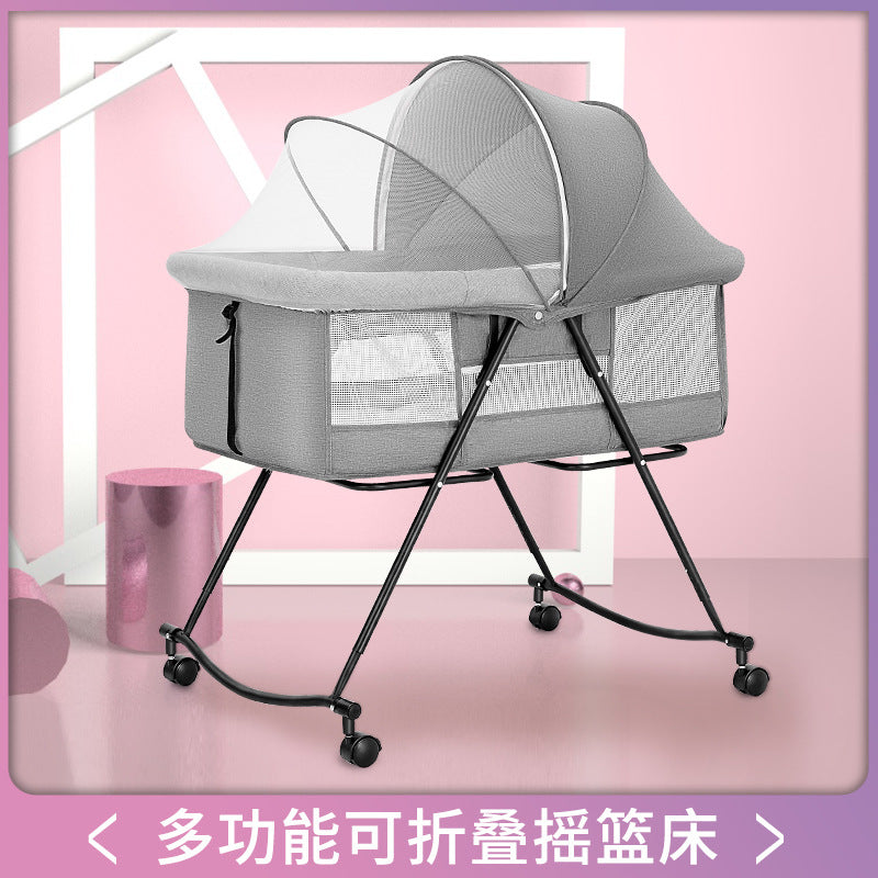 Foldable and portable bassinet crib - newborn bed, cradle, baby rocker, multi-functional splicing bed for big kids