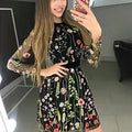 2025 spring new arrivals: european & american style women's clothing - amazon dress, embroidered bohemian floral a-line mini dress