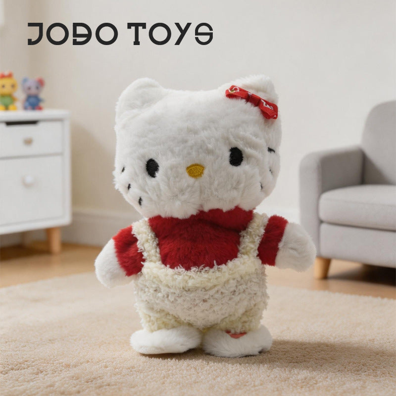 Walking and singing overalls plush toy - soft, huggable, and healing companion doll - a fun and heartwarming gift for girls