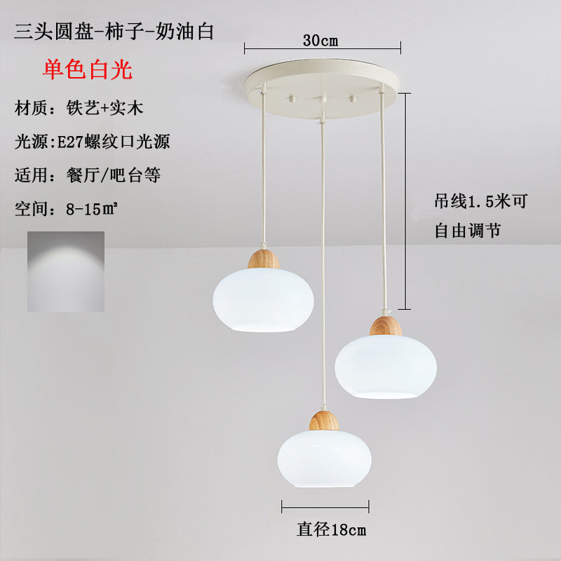 French Cream Wind Pumpkin Chandelier Designer Bar Lighting Simple Modern Creative Dining Table Art Restaurant Lights