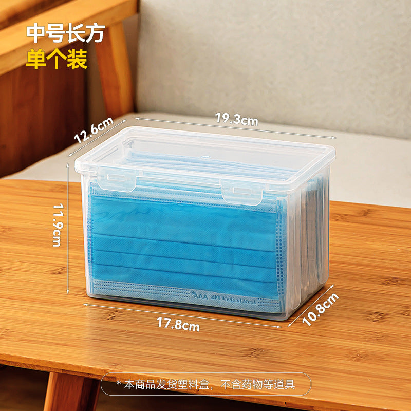 Flip small medicine box Portable with lid Stackable rectangular storage box Transparent storage drug packaging box with lid