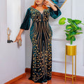 African cross-border supply  new style elegantwork clothing velvet patchwork mesh hot diamond hip-covering fishtail long skirt